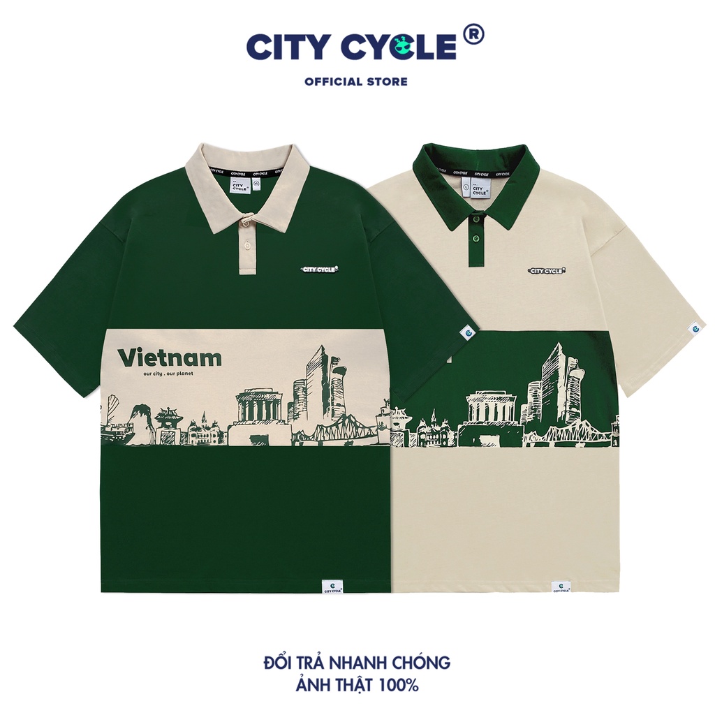 Áo polo local brand ngắn tay Vietnamese City Cycle cotton form rộng nam nữ oversize unisex