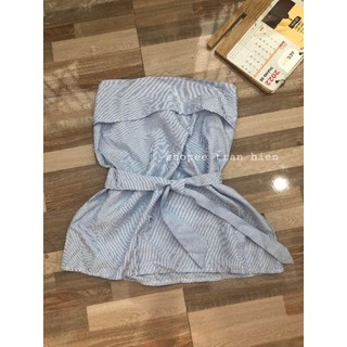 Áo ống cúp ngực sơ mi cột dây nơ phom dài