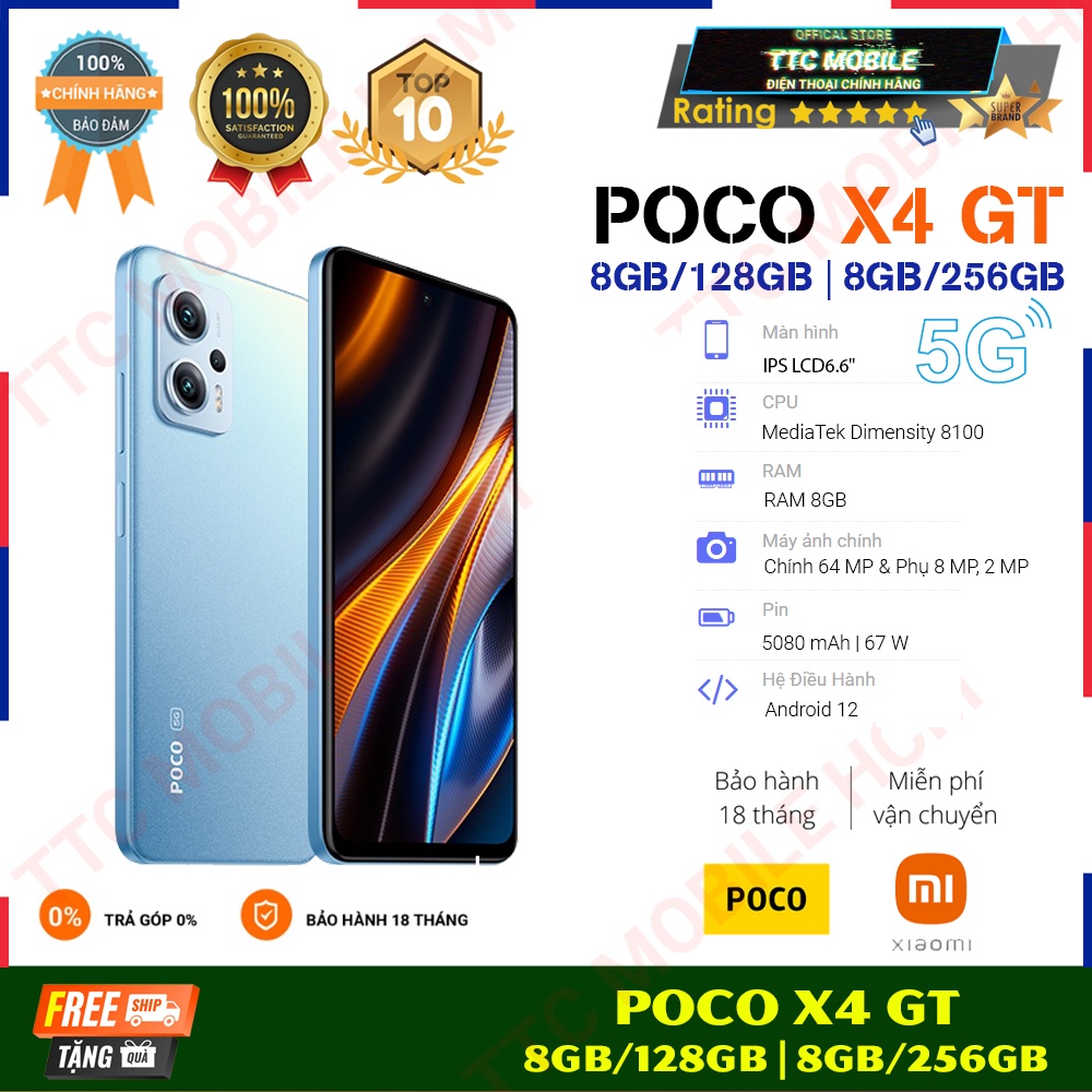 Điện thoại Xiaomi POCO X4 GT 8/128GB | 8/256GB 5080 mAh (DGW PHÂN PHỐI)