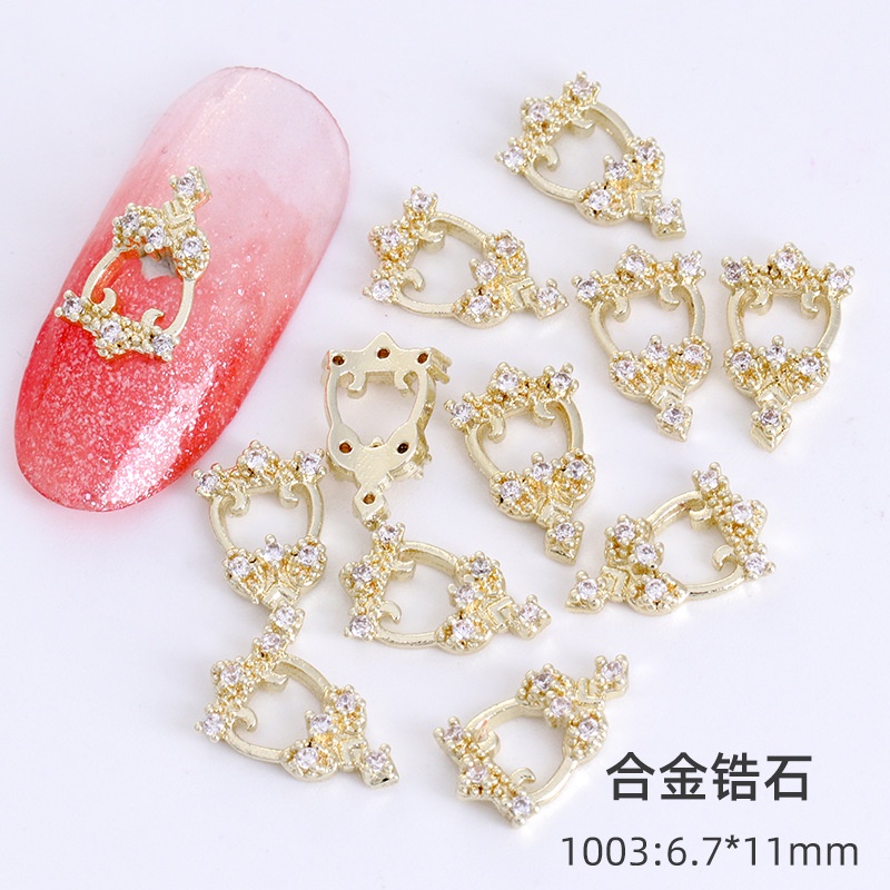 Phụ Kiện Trang Trí Móng Tay DIY Bằng Hợp Kim Đính Đá Zircon Sang Trọng