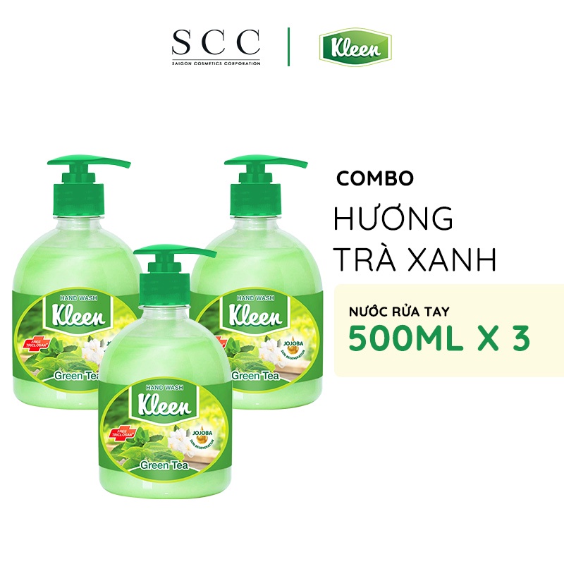 Combo 3 Nước rửa tay Kleen diệt khuẩn và dưỡng ẩm chiết xuất từ thiên nhiên 500ml/chai