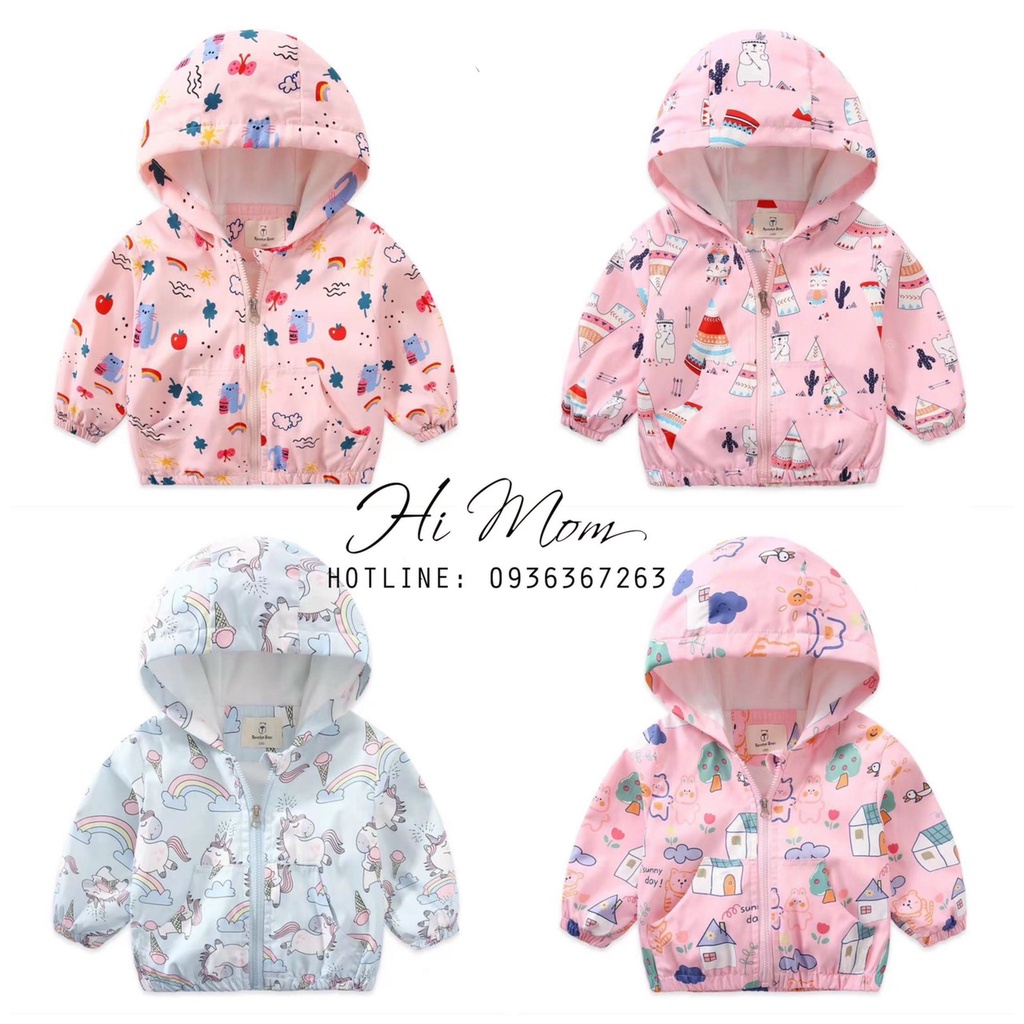 Áo khoác gió thu đông 2 lớp size nhí xịn đẹp cho bé gái 3 tháng đến 3 tuổi (8-17kg)