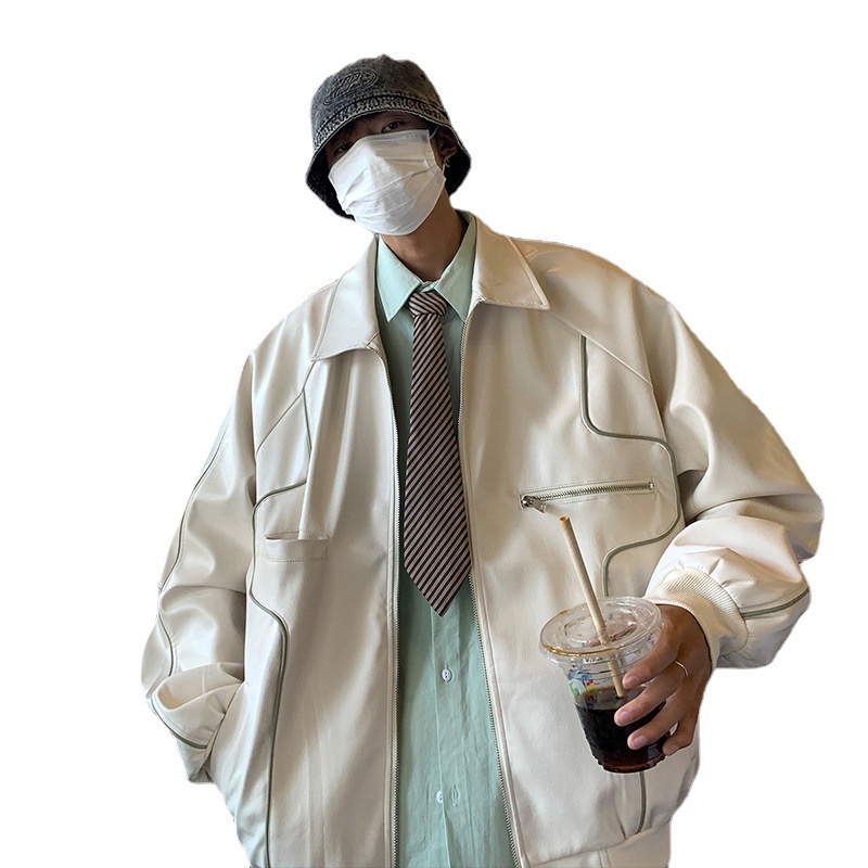 Áo khoác da thời trang cổ điển màu đen cho nam khi chạy xe máy / xe đạp