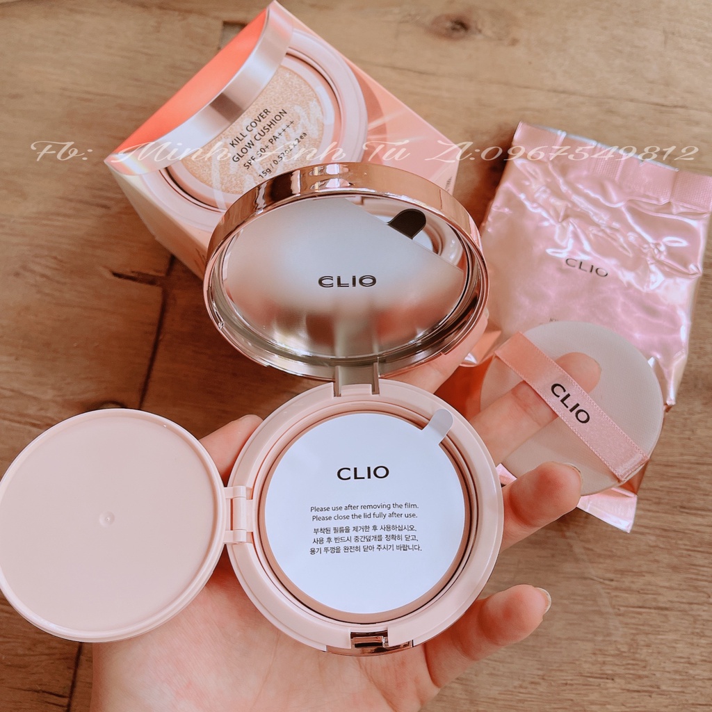 Phấn nước clio kill cover glow cushion spf50+ pa++++ kèm lõi thay thế 15g [Chính Hãng]