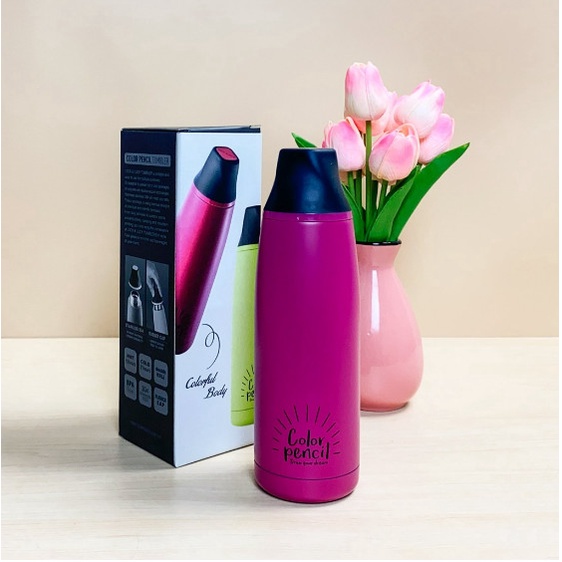 Bình giữ nhiệt Lock & Lock Twister Tumbler kiểu dáng hình cây bút chì 450ml, bình nước Lock and Lock chính hãng