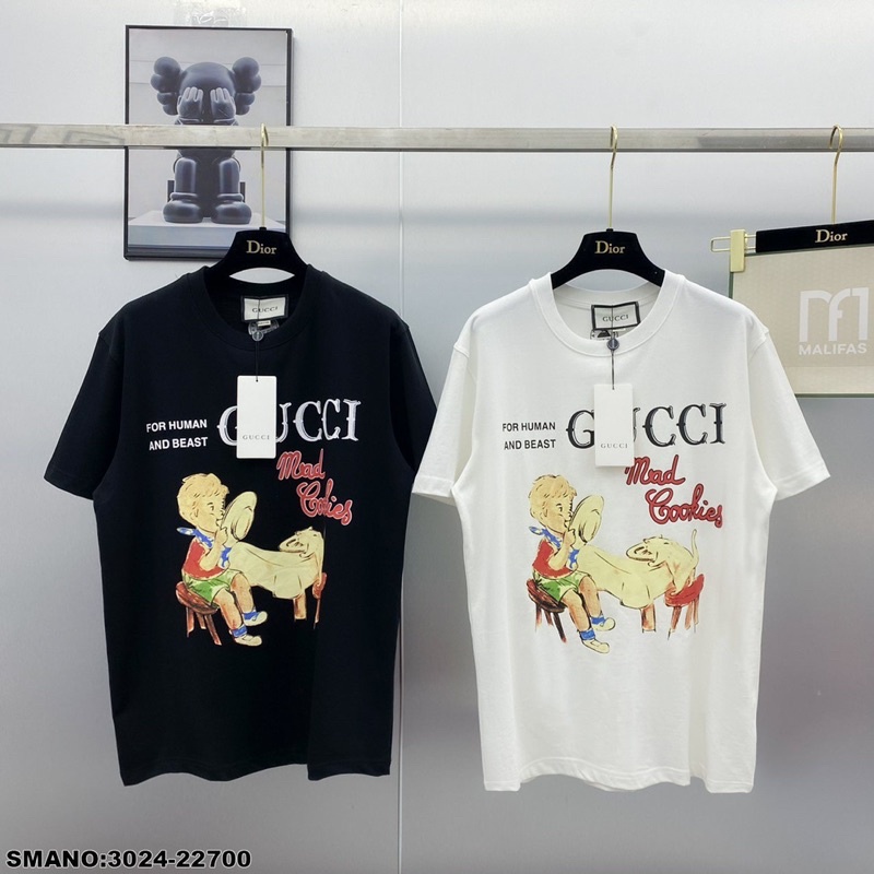Áo phông hiệu GUCCI in họa tiết 3D bắt mắt mát mẻ chất liệu Cotton đủ zíe