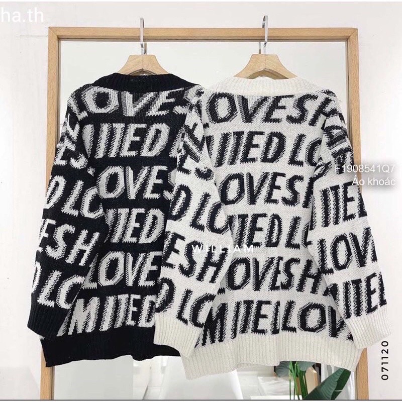 Áo khoác len cardigan hoạ tiết chữ to siêu xinh
