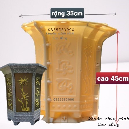 Khuôn đúc chậu cảnh lục giác ống 45 -Phúc Lộc Thọ+ trúc