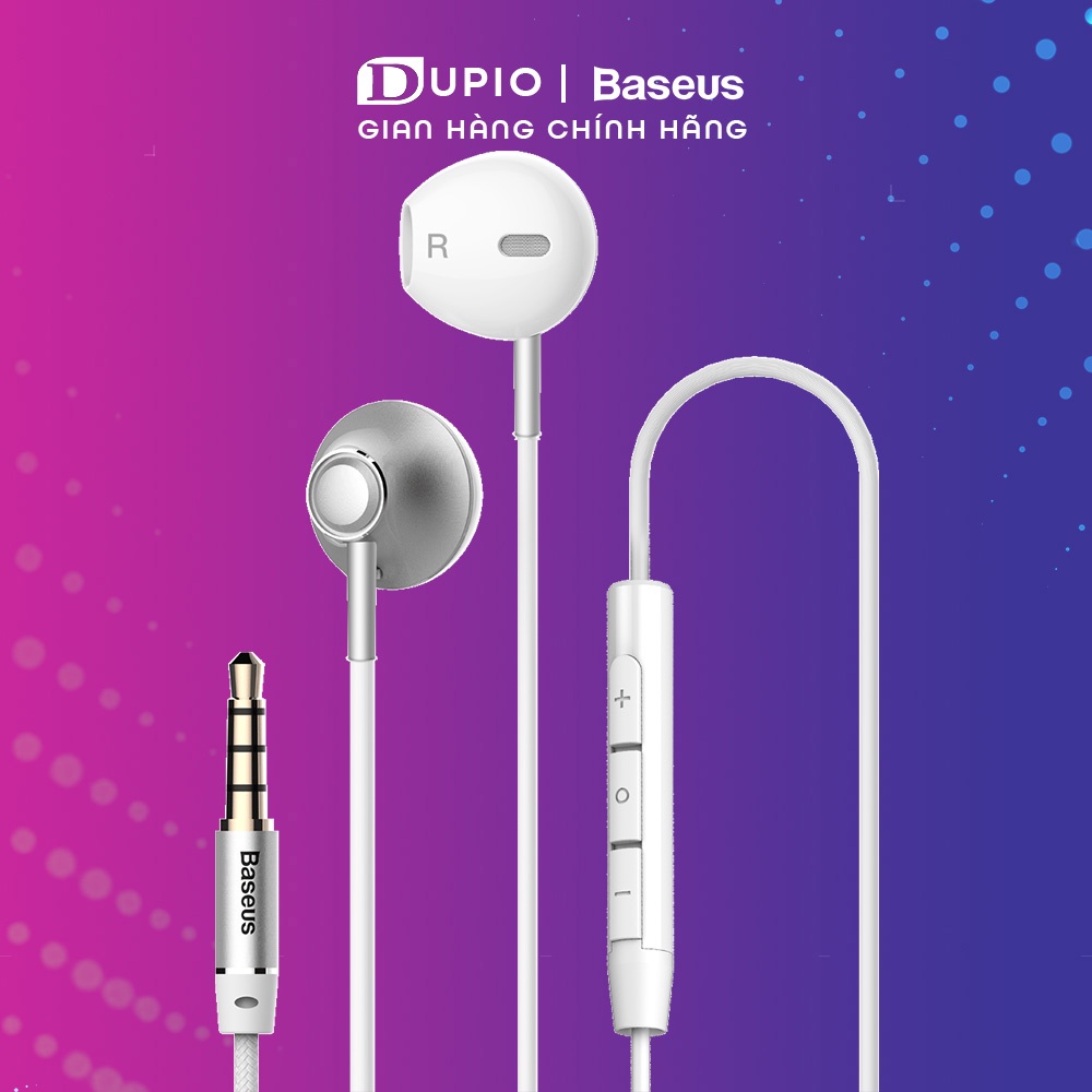 Tai nghe có dây nhét tai DUPIO Baseus TN08 jack 3.5mm chống ồn điều khiển âm cao cấp cho máy tính điện thoại