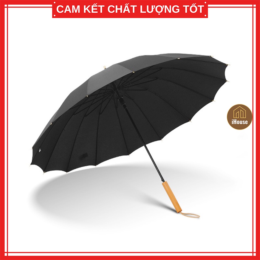 Ô che mưa nắng bấm tự động trang trí siêu cute đẹp, Ô dù màu đen chống tia UV cực tốt iHouse