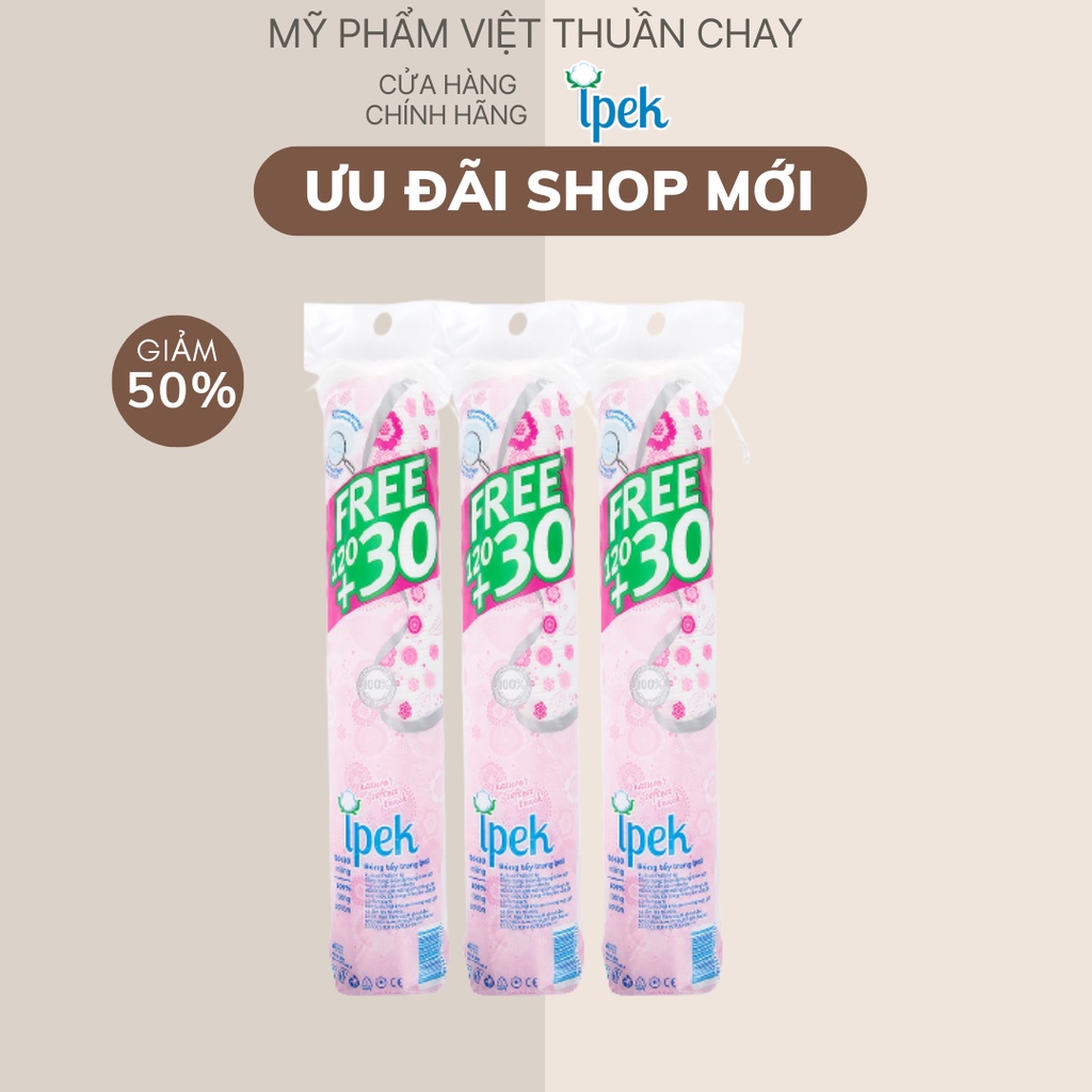 BÔNG TẨY TRANG IPEK KLASIK 100% COTTON 150 PAD