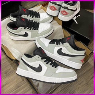 👉giaydepgiadep👉 Giày thể thao Jordan cổ thấp xám tro vạch đen nam nữ, Giày Jordan cổ thấp xám chỉ đỏ, Giày JD 1 Low