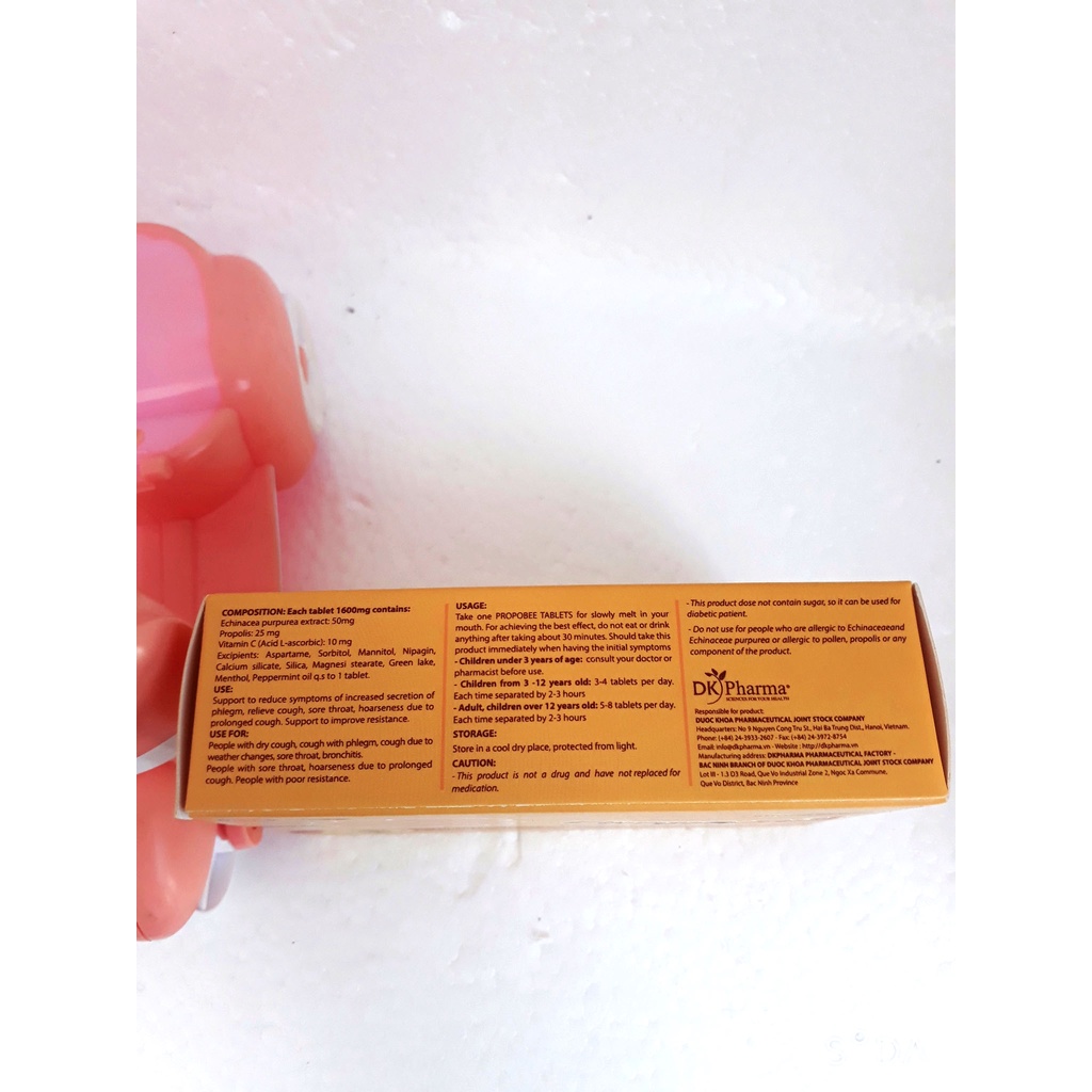 Viên ngậm keo ong PropoBee, hỗ trợ giảm ho, giảm đau rát họng, khản tiếng do ho kéo dài; giảm triệu chứng tăng tiết đờm