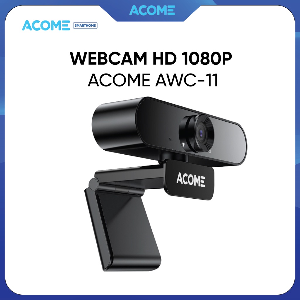 Webcam HD 1080p ACOME AWC11 livestream làm việc học trực tuyến có mic chống ồn kết nối USB xoay 360 - Bảo hành 12 tháng