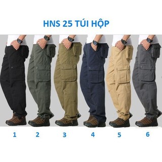 Quần lính túi hộp HNS25 kaki cotton bền đẹp - 6 màu cơ bản xanh, đen, xám, nâu, kaki