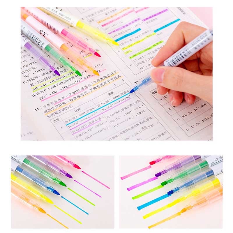 Bút Dạ highlight  2 Đầu 3/6 màu Kami store