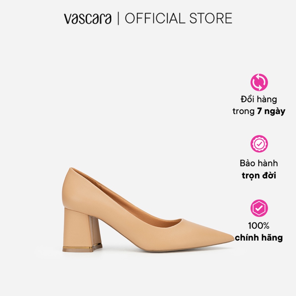 Vascara Giày Bít Mũi Nhọn Gót Trụ Phối Viền Metallic - BMN 0511