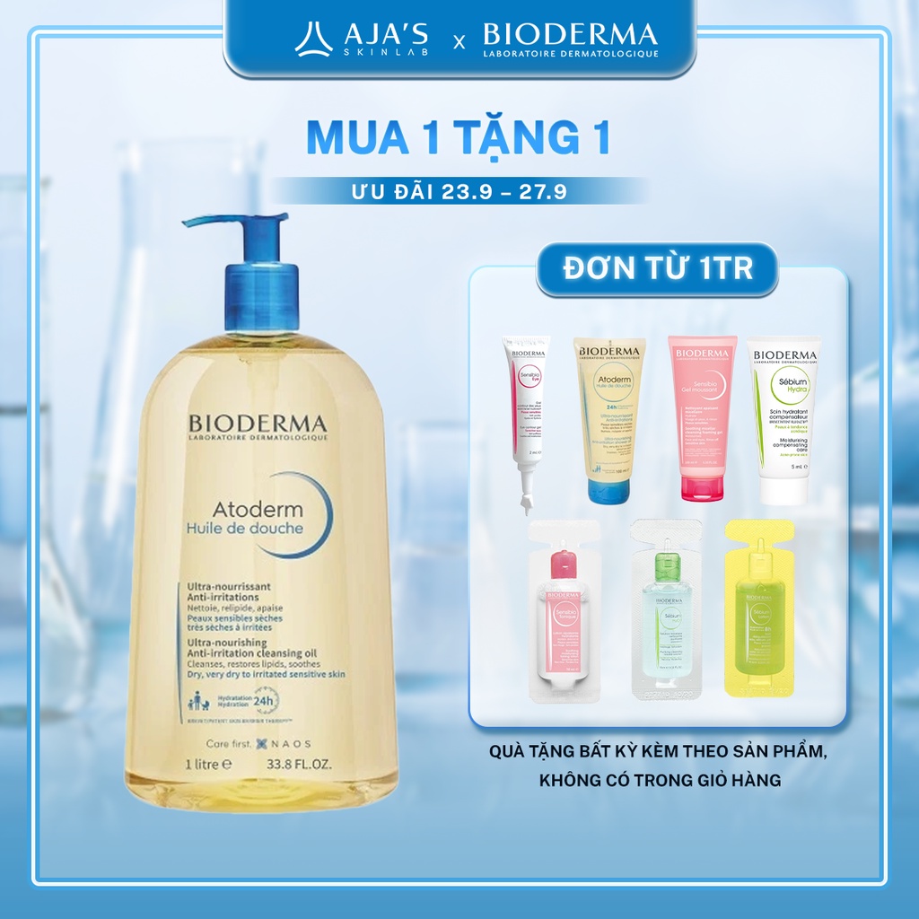 Dầu tắm giúp làm sạch, làm dịu và dưỡng ẩm dành cho da khô, da nhạy cảm Bioderma Atoderm Huile De Douche 1L