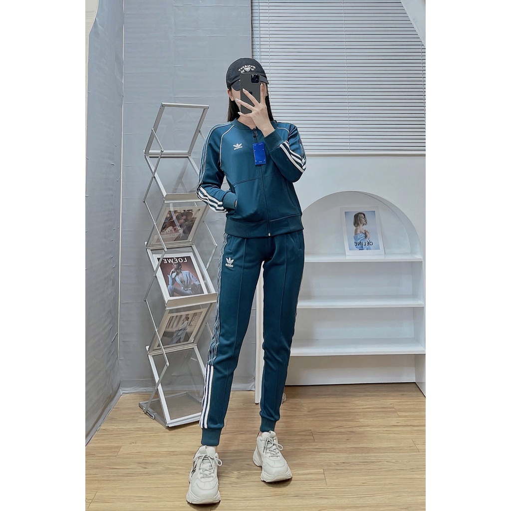 Bộ bomber sọc 2 nửa nữ nỉ cổ bẻ thu đông DBNU40 | BigBuy360 - bigbuy360.vn