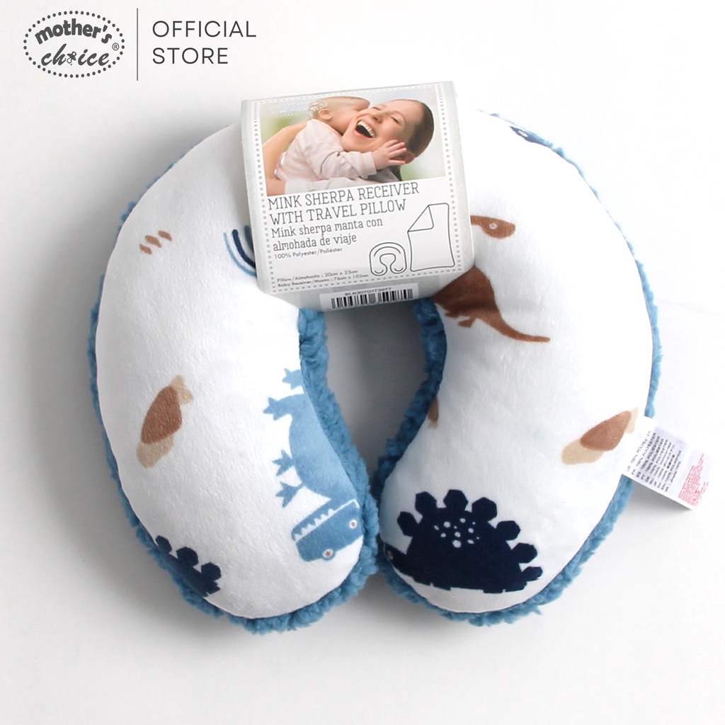 Bộ chăn gối du lịch cho bé chăn lông cừu cỡ 76x102cm kèm gối ngủ du lịch đáng yêu Mother's Choice – kèm móc nhựa IT3977