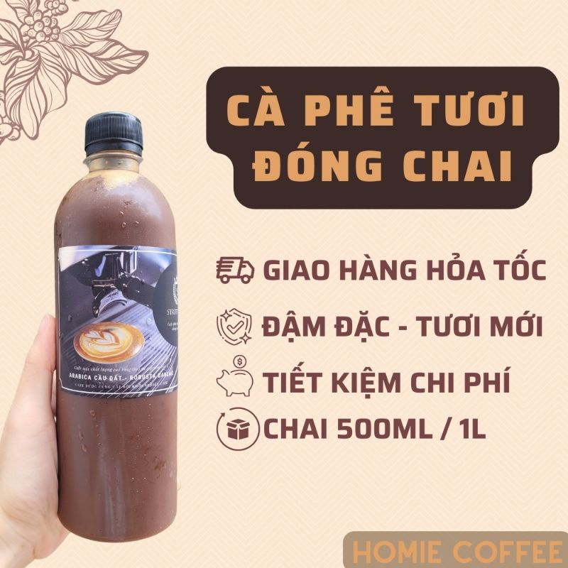 Cà phê đóng chai cà phê pha sẵn 500ml 1L cao cấp cà phê tươi cốt cà phê chiết xuất espresso HOMIE