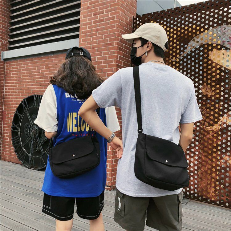 Túi đeo chéo trơn nhiều màu túi đi học phong cách Retro Hàn Quốc Cho nam nữ