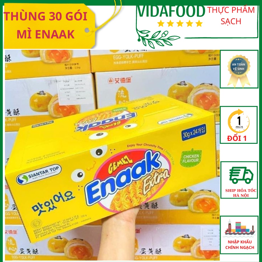 Mì Trẻ Em Enaak, Thùng Mì Tôm Trẻ Em Enaak 30g, Mì Snack Trẻ Em Hộp 24 Gói 720g Nhập Khẩu Chính Hãng Thái Lan VIDAFOOD