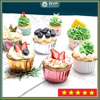 Cup giấy muffin viền nhũ (set 50 cái)