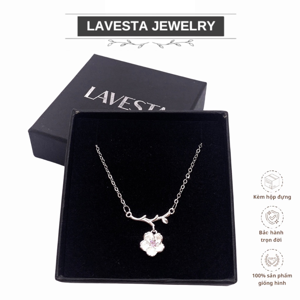 Dây chuyền bạc nữ 925, hình bông hoa nữ tính hiện đại SIL29 Lavesta premium