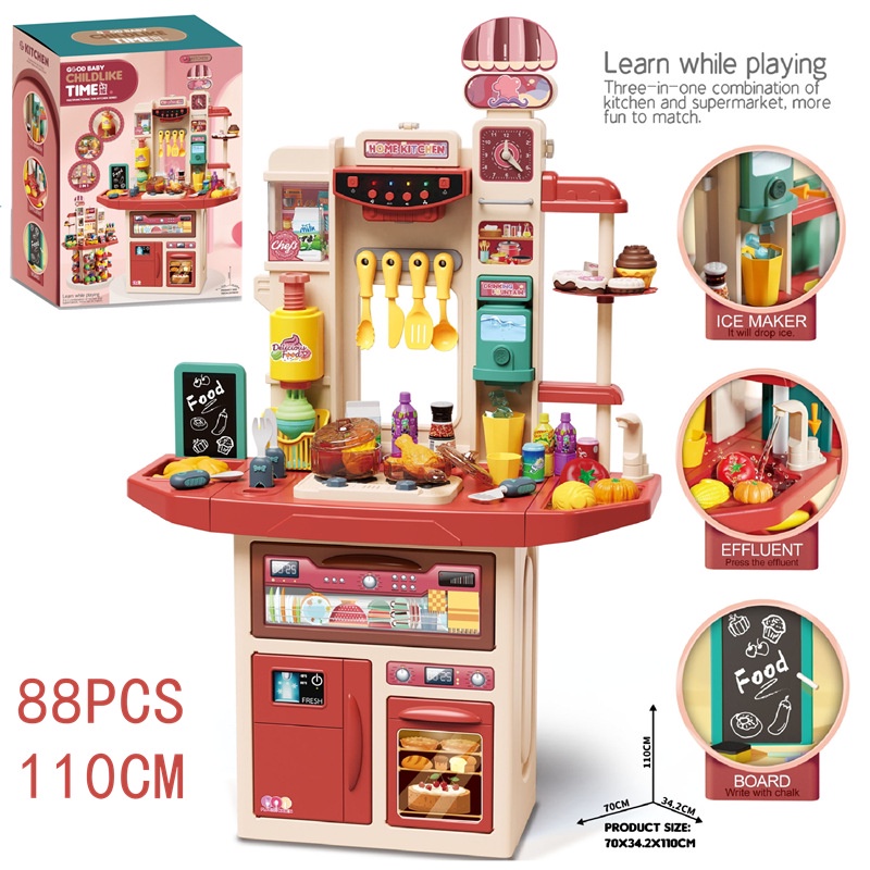 Mẫu mới bộ đồ chơi nhà bếp cỡ lớn cao 110cm có thể kết hợp bộ siêu thị - Đồ chơi bếp nấu ăn, bán hàng siêu thị
