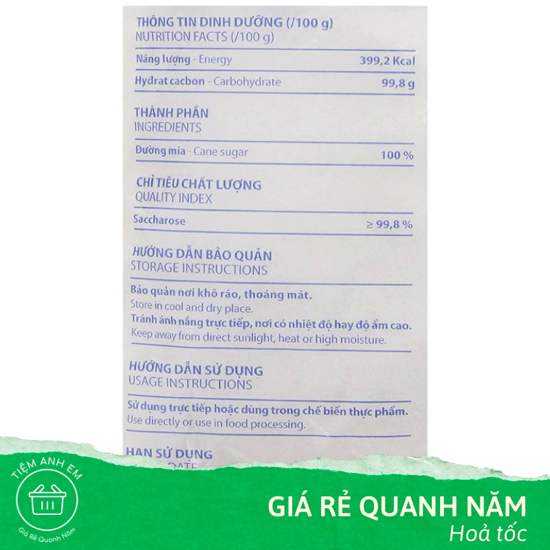 Đường mía thượng hạng Biên Hòa gói 500G / 1Kg