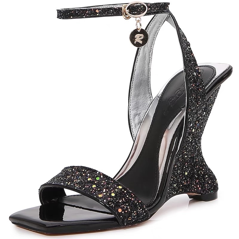 💙ORDER 💙Giày Korea quai ngang da kim tuyến nhũ gót điệu