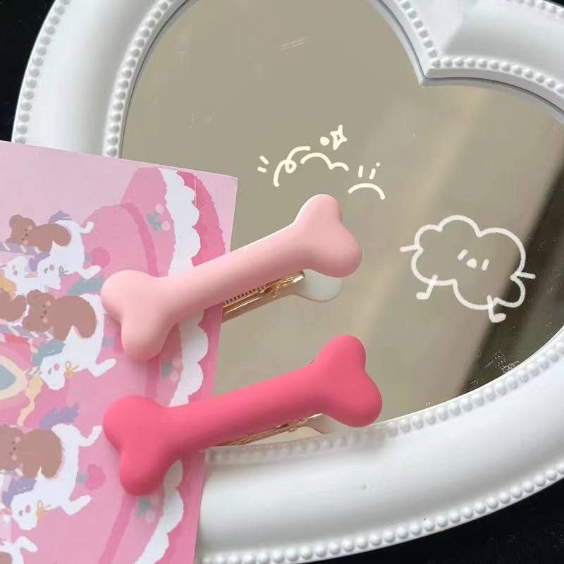 Kẹp Tóc Hình Cục Xương Màu Hồng Mềm Mại Dễ Thương Thời Trang Phong Cách Nhật Bản Cho Nữ