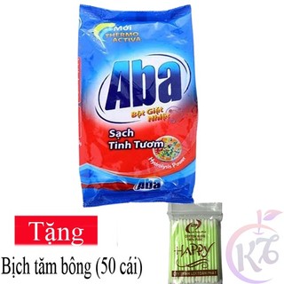 Bột giặt Aba sạch tinh tươm bịch 3kg/6kg Tặng 1 bịch tăm bông - xà bông giặt tay ,giặt máy cửa trên ,cửa trước -bột giặt