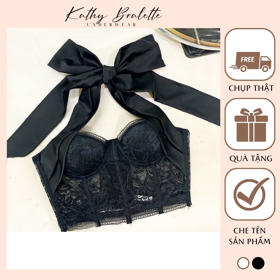 H02 Áo Bra Ren Kiểu Croptop Corset Cột Nơ Lụa Mặc Được Nhiều Kiểu Cao Cấp Hàng Thiết Kế Bralette Dễ Mix Đồ M169