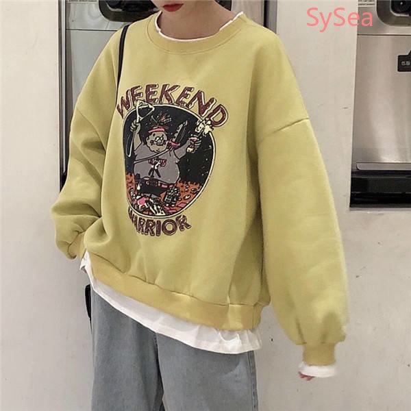 Áo Sweater In Họa Tiết Hoạt Hình Phong Cách Retro Cho Nữ