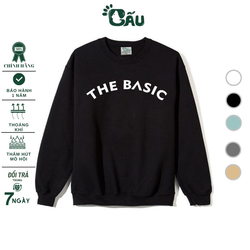 Áo sweater GẤU 194 vải thu đông co dãn, dày dặn mềm mịn form rộng phong cách Unisex - SW The Basic