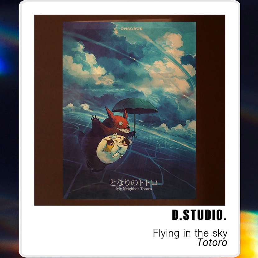 Tranh trang trí dán tường Poster Anime Ponyo, Howl, Vùng đất linh hôn, Totoro giấy Kraft phong cách Retro 50x35cm dễ gỡ