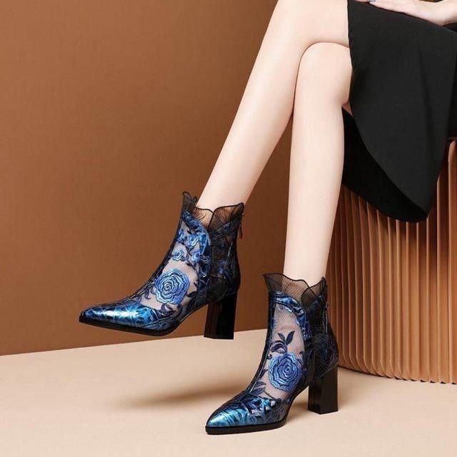 Giày Boot Phối Lưới Thoáng Khí Họa Tiết Thêu Mới Thời Trang Dành Cho Mùa Hè