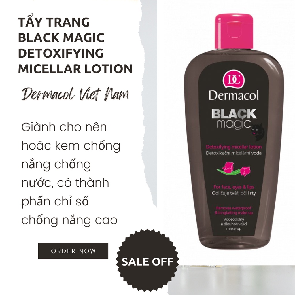 Nước Tẩy Trang Giành Cho Nền và Kem Chống Nắng không Thắm Nước Dermacol Black Magic Detoxifying Micellar Lotion
