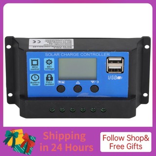 Iuxishop Solar Charge Controller LCD Display PWM Control 10A 12V 24V Auto Recognition for Power