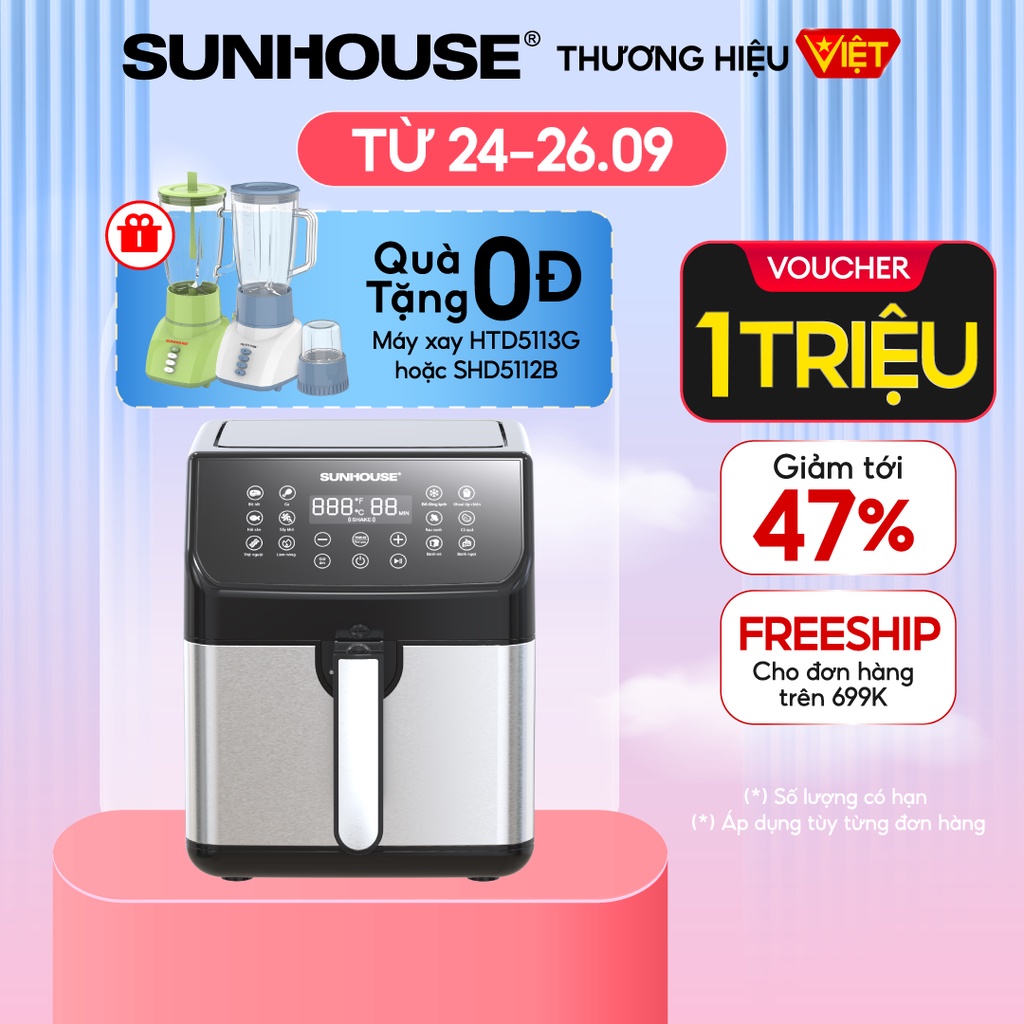 NỒI CHIÊN KHÔNG DẦU Cảm ứng 6L SUNHOUSE SHD4087