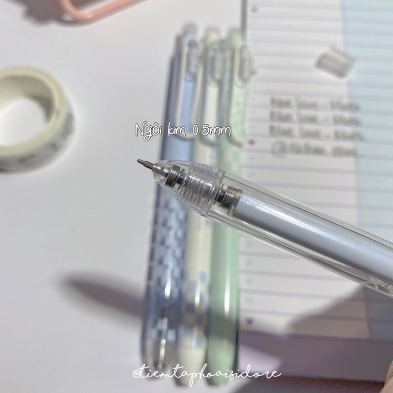 Bút bi gel bấm MURA ngòi 0.5mm BLUE LOVE✨💙🌈