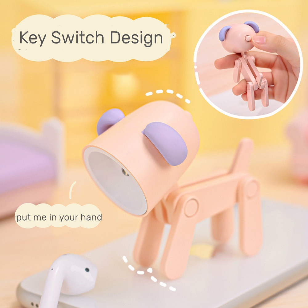 Đèn Ngủ Để Bàn Mini Bằng Silicon Mềm Hình Chú Chó Hoạt Hình Dễ Thương Có Thể Điều Chỉnh Trang Trí Phòng Ngủ / Phòng Kh