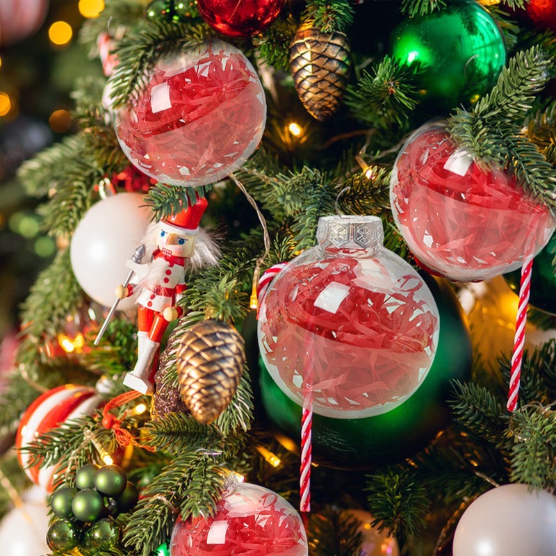 Quả Cầu Tuyết Trắng Trong Suốt Trang Trí Cây Thông Noel Kích Thước 6 / 8 / 10cm