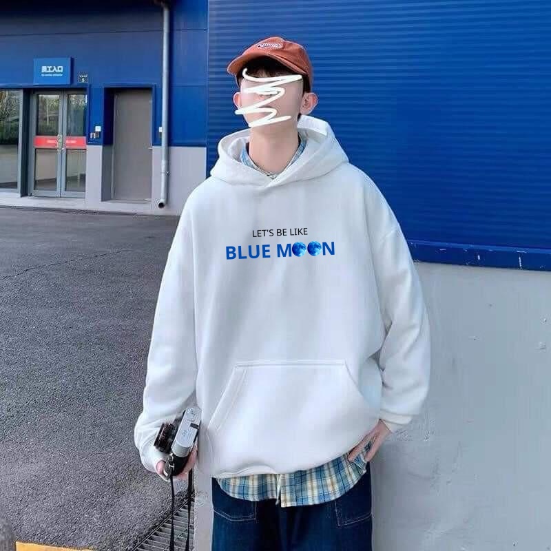Áo hoodie form rộng cặp đôi nam nữ chất liệu nỉ bông dày unisex local brand basic màu trắng MY DNA thu đông 2022 Blue