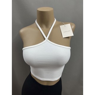 Áo yếm croptop cổ chữ V ANNAKIKI chất thun gân- 059