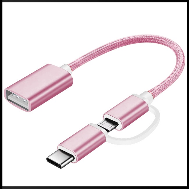 Dây Cáp Chuyển Đổi Dữ Liệu OTG 2 Trong 1 Type c Cho Điện Thoại / Máy Tính Bảng