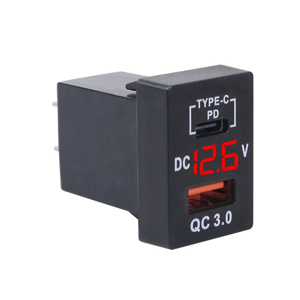 Tẩu Sạc QC3.0 USB 12V 24V Có Vôn Kế Cho Xe Ô Tô Toyota