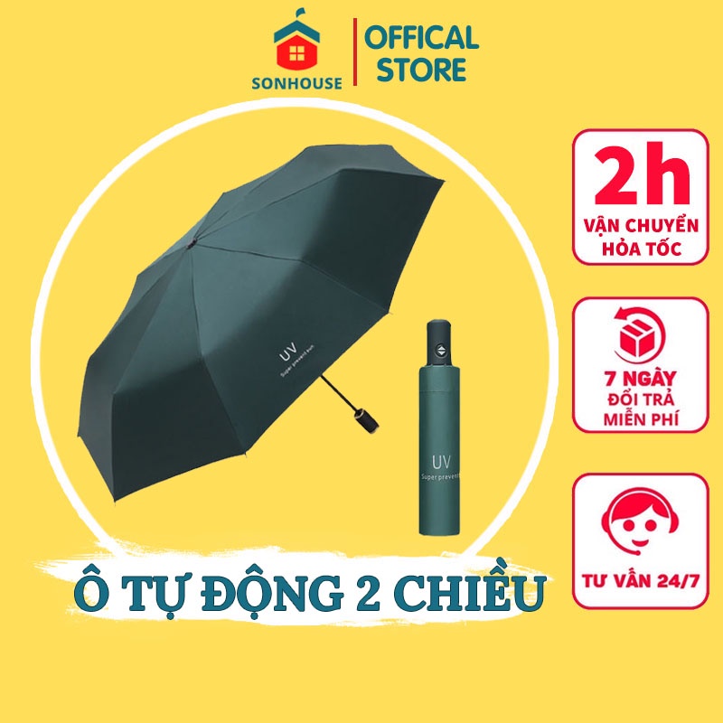 Ô Tự Động 2 Chiều Gấp Gọn Chống UV Cao Cấp SONHOUSE